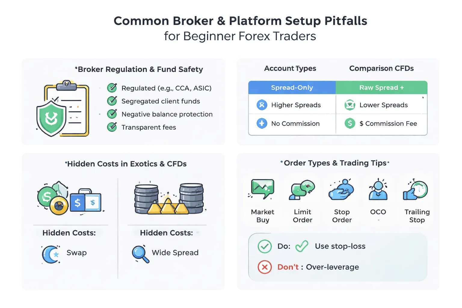 Broker, platform, and account setup pitfalls (often overlooked)