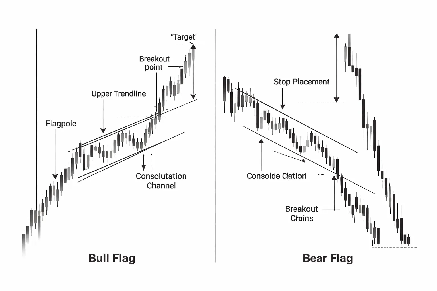 Flag Patterns in Forex (Bull Flags and Bear Flags)