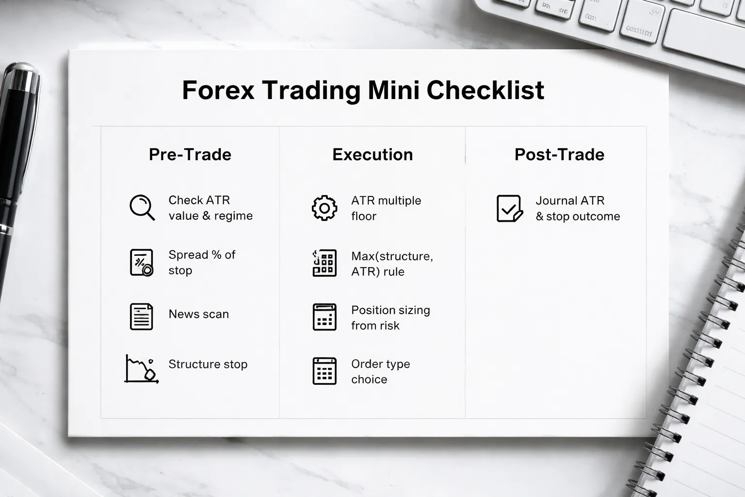 Mini checklist: ATR stop loss placement workflow for real trading