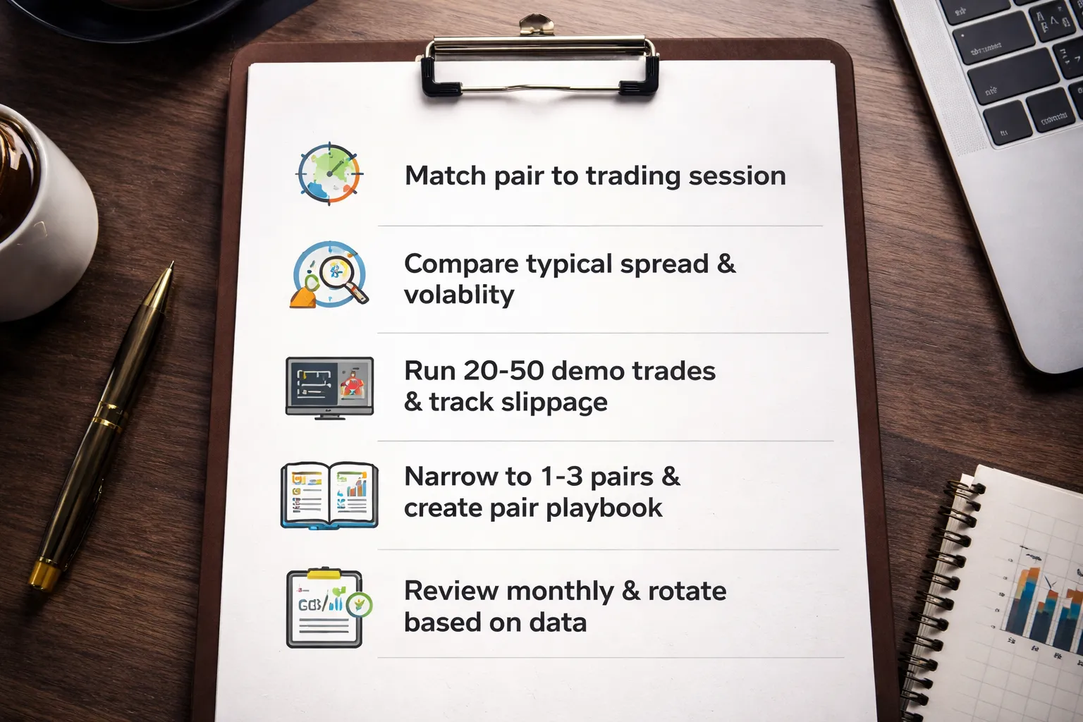 Pair-selection checklist (a repeatable process for beginners)