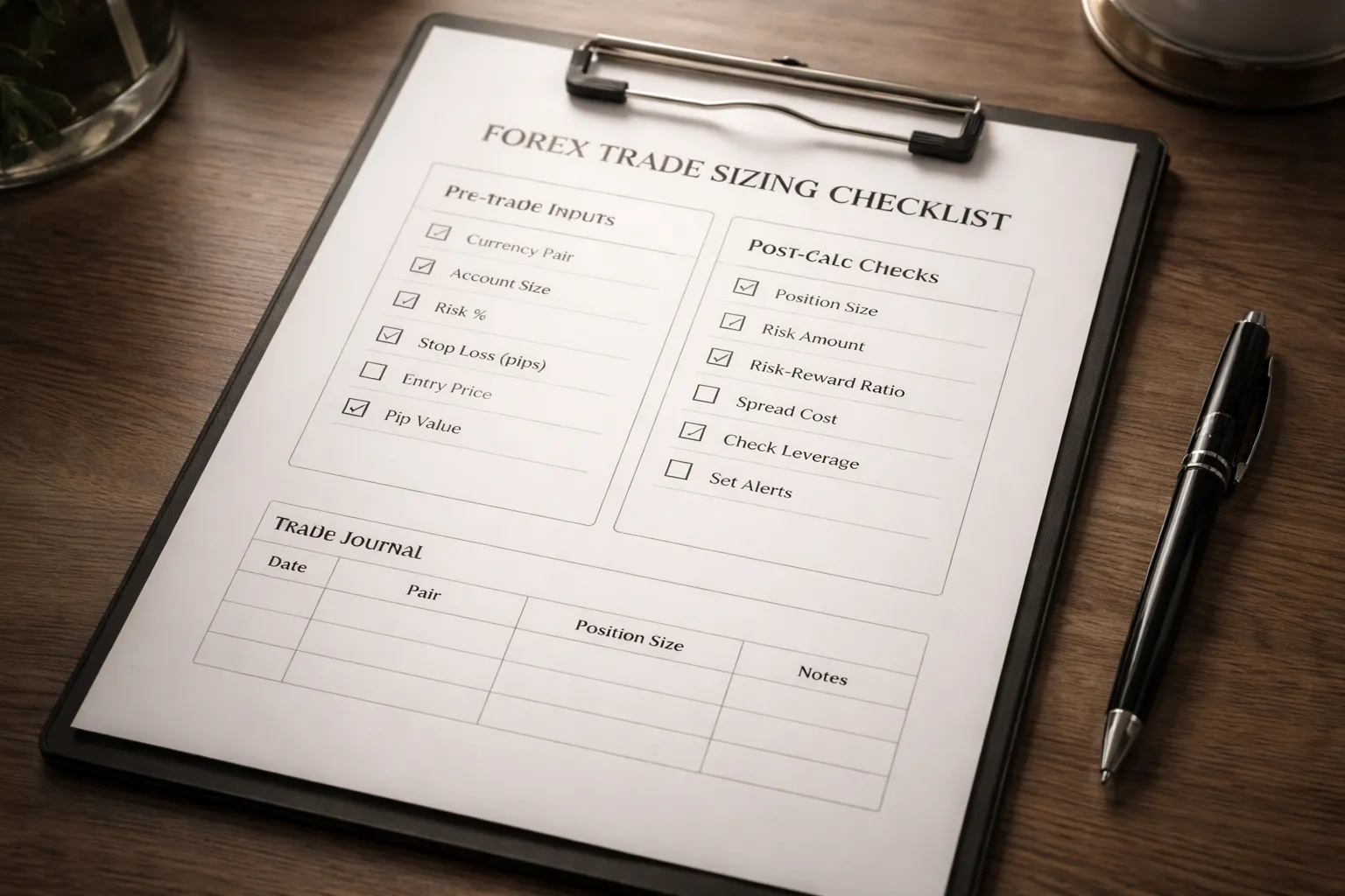 Practical checklist to size trades correctly every time