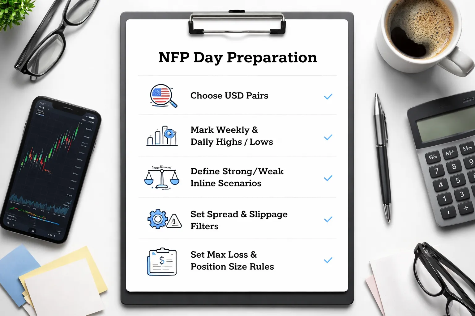 Pre-NFP preparation checklist for forex traders