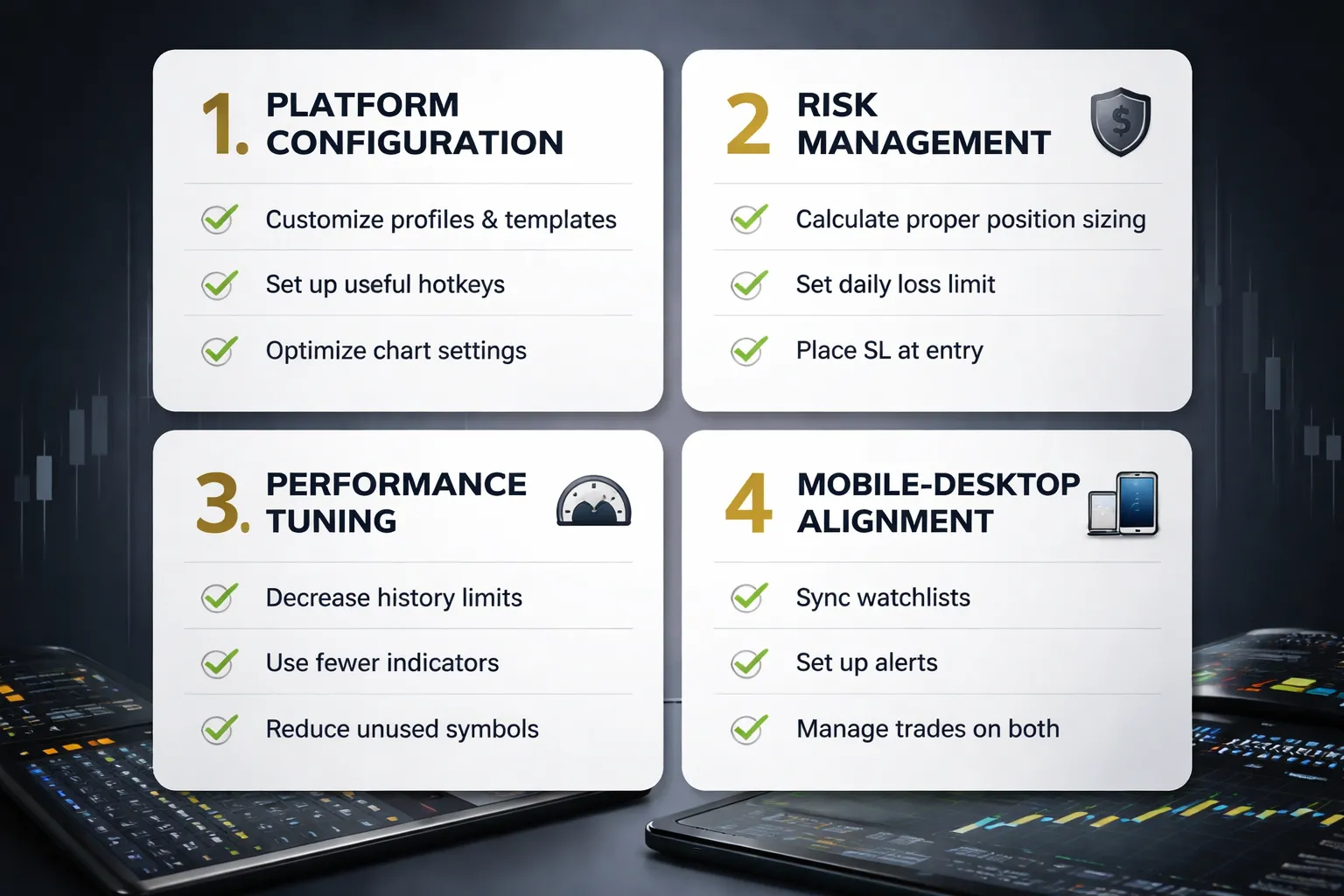 Setup best practices for forex traders on either platform