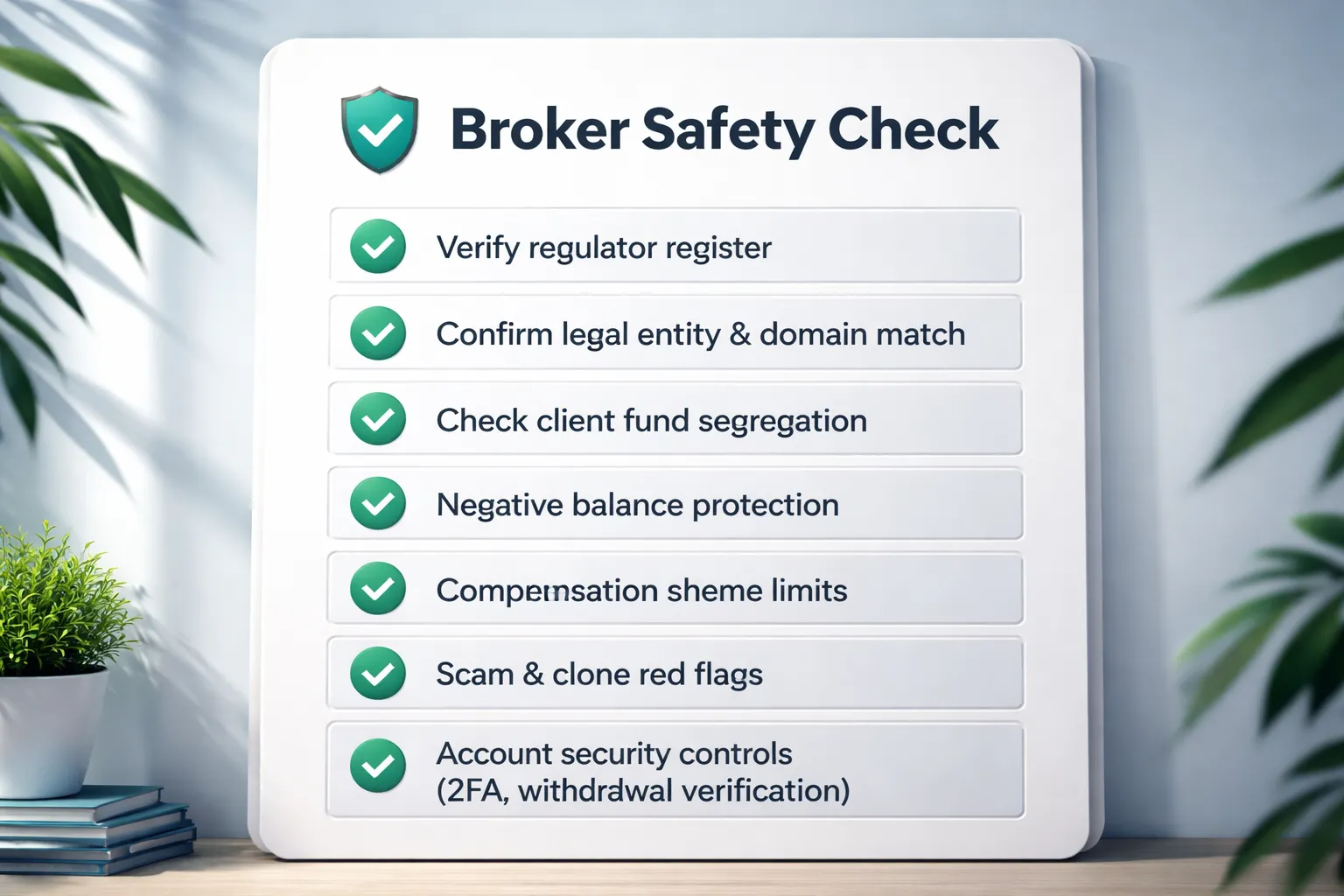 Step 1 — Confirm safety: regulation, trust, and client-fund protection