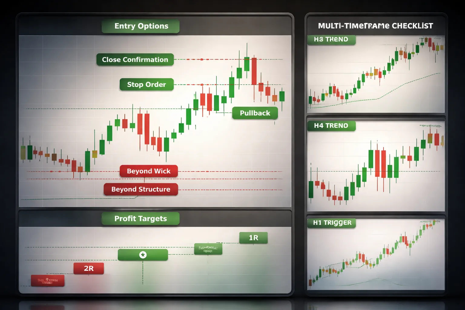 Trading candlestick patterns: entries, stops, targets, and confirmation